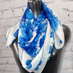 VINTAGE: Blue Roses SILK scarf